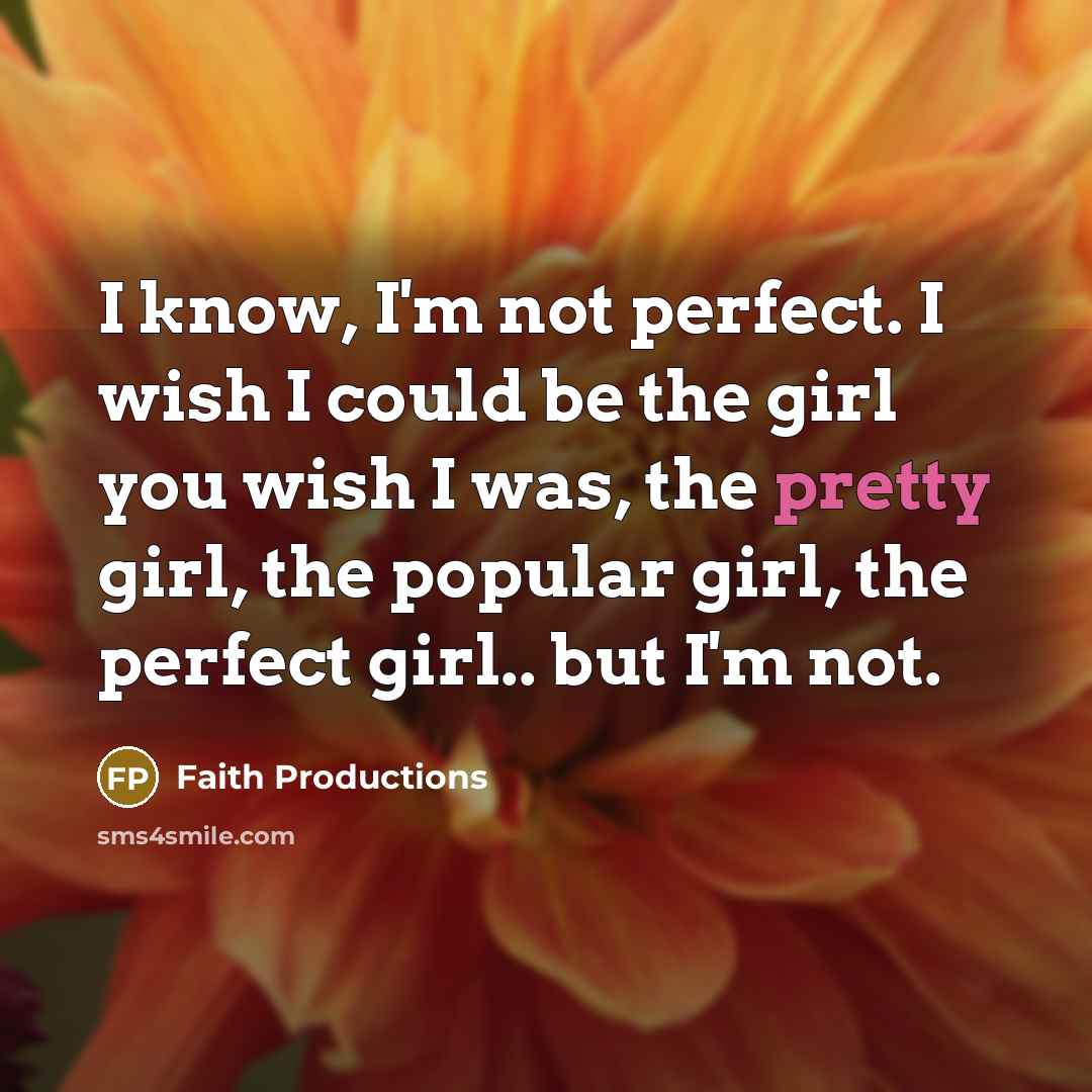 “I know, I'm not perfect. I wish I could be…” quote by Faith Productions