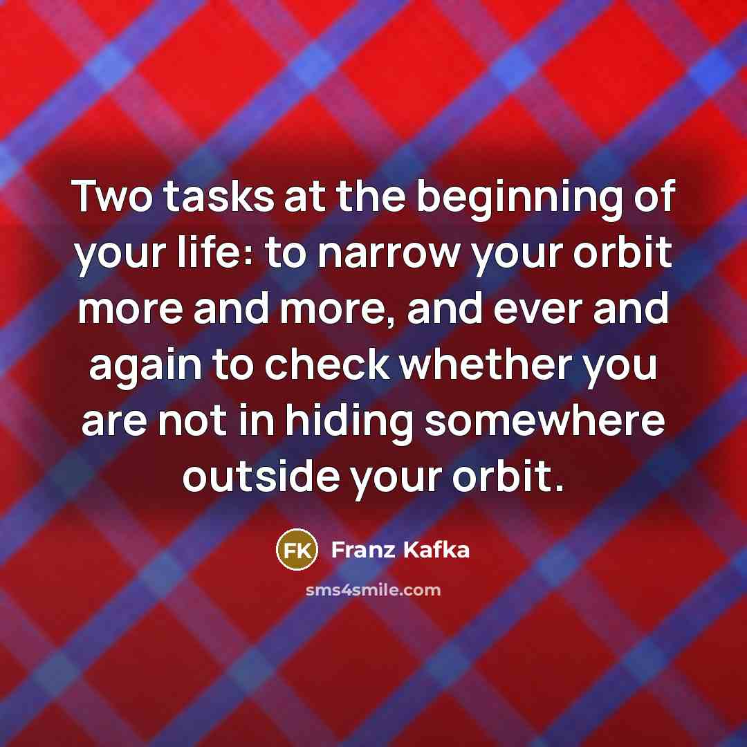 “Two tasks at the beginning of your life: to narrow…” quote by Franz Kafka