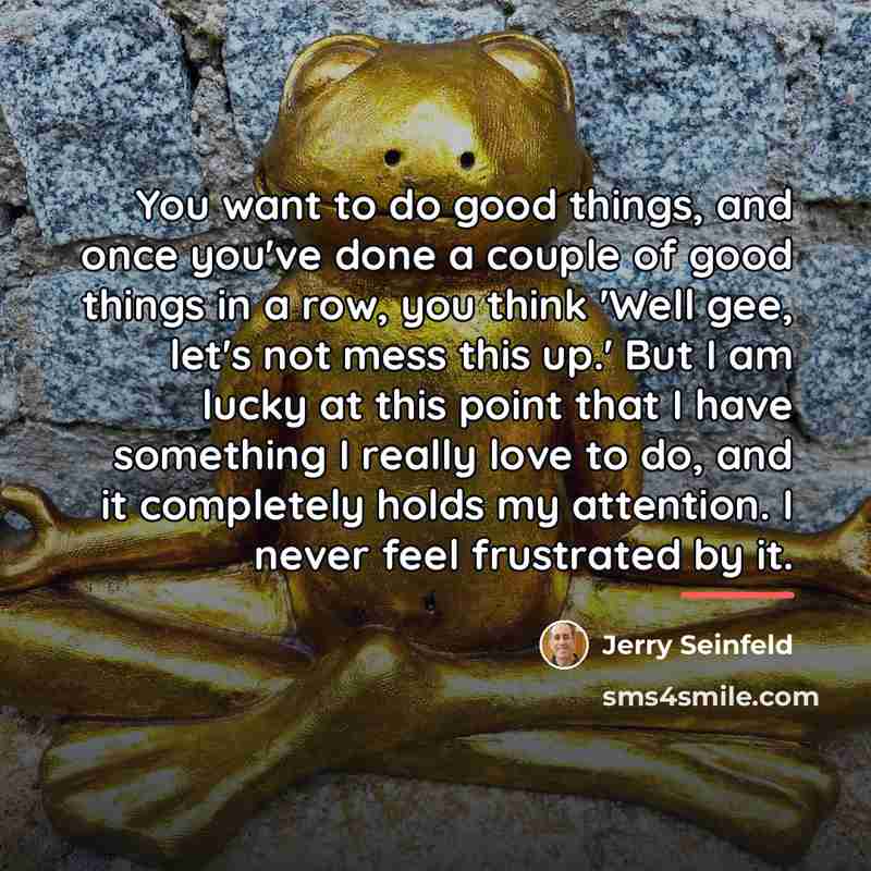 “You want to do good things, and once you've done…” quote by Jerry Seinfeld