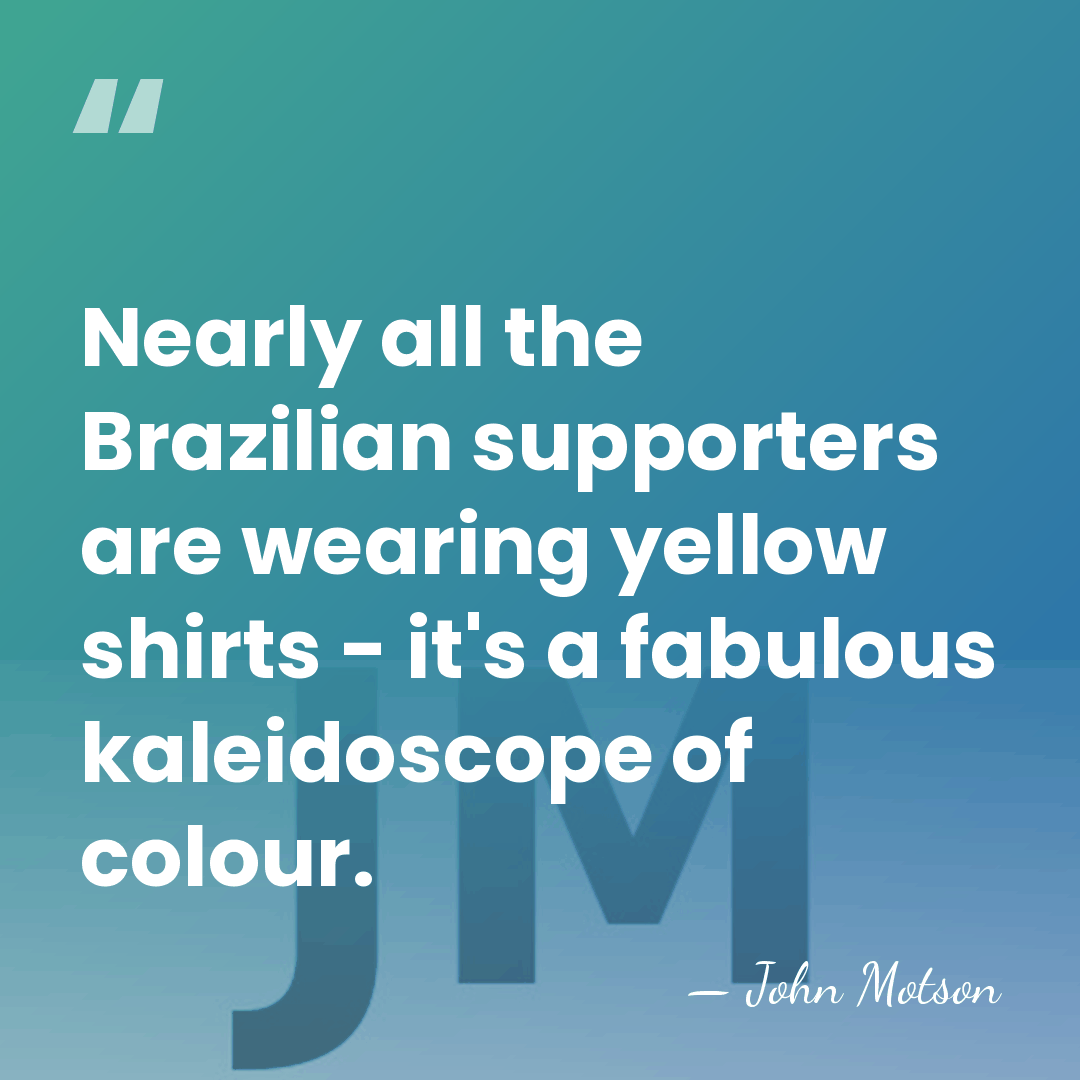 Nearly all the Brazilian supporters are wearing yellow shirts - it's a&hellip; - John Motson