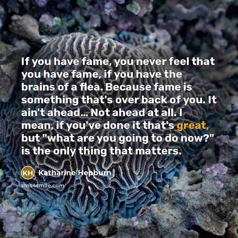 “If you have fame, you never feel that you have…” quote by Katharine Hepburn