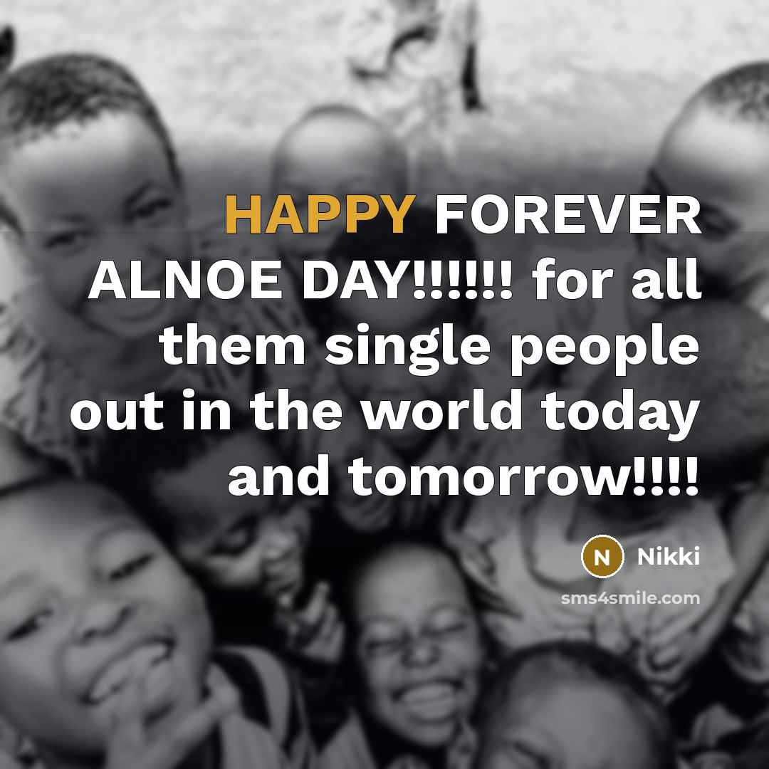 “HAPPY FOREVER ALNOE DAY!!!!!! for all them single people out…” quote by Nikki