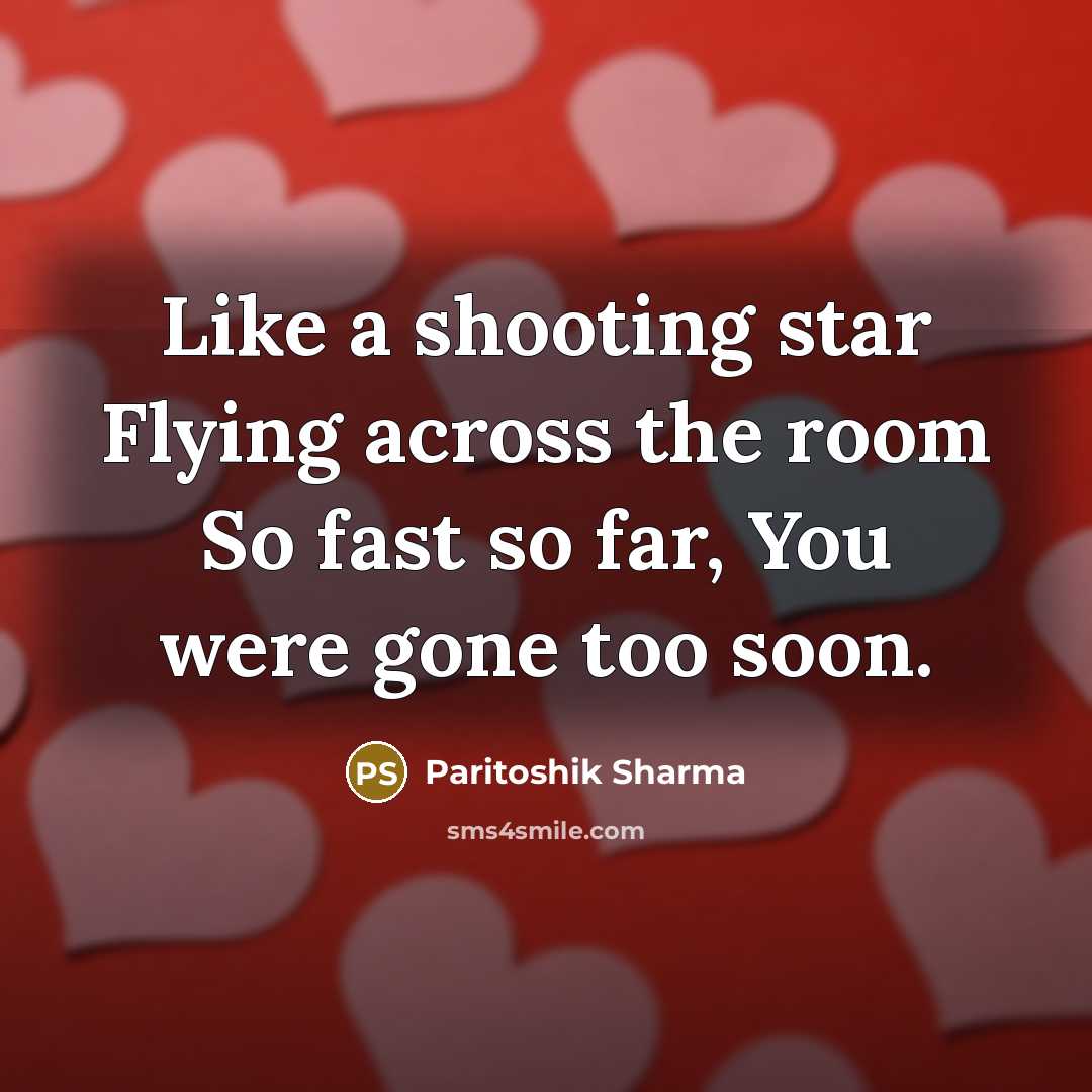 “Like a shooting star Flying across the room So fast…” quote by Paritoshik Sharma