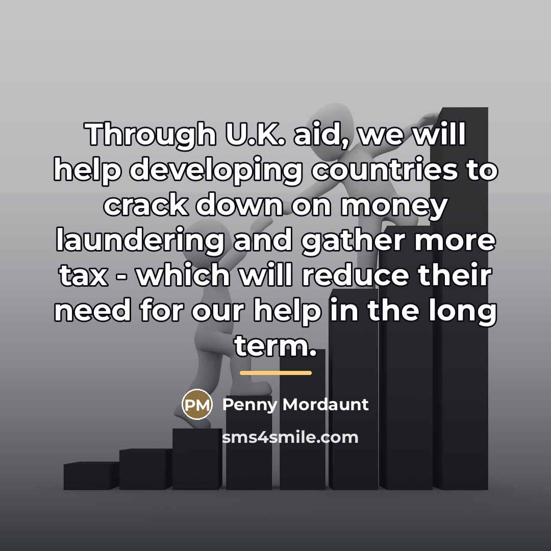 “Through U.K. aid, we will help developing countries to crack…” quote by Penny Mordaunt