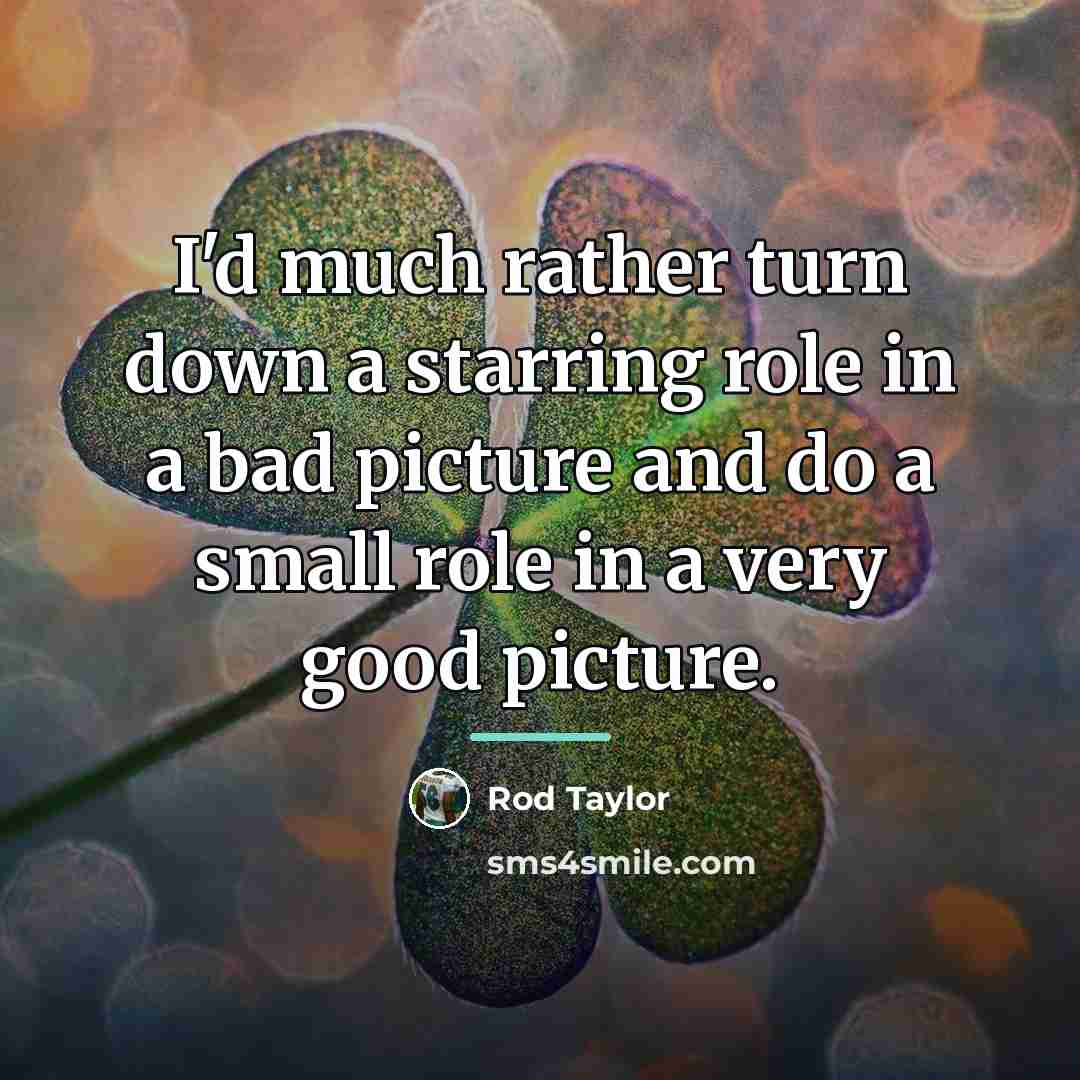 “I'd much rather turn down a starring role in a…” quote by Rod Taylor