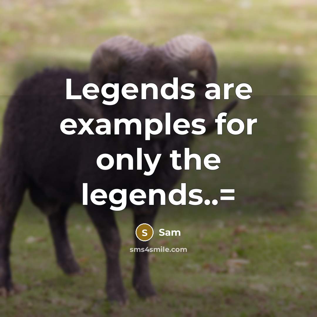 “Legends are examples for only the legends..=” quote by Sam