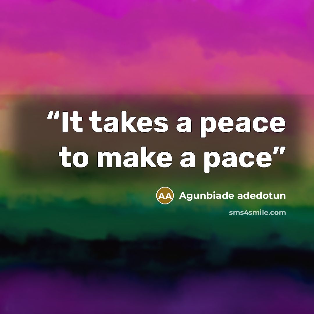 “It takes a peace to make a pace” quote by Agunbiade adedotun