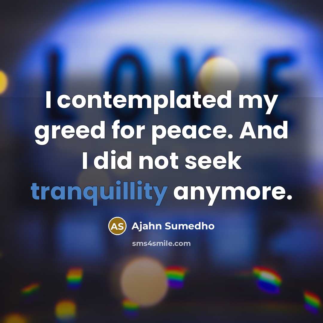 “I contemplated my greed for peace. And I did not…” quote by Ajahn Sumedho