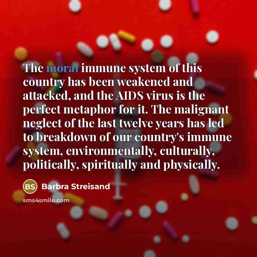 “The moral immune system of this country has been weakened…” quote by Barbra Streisand