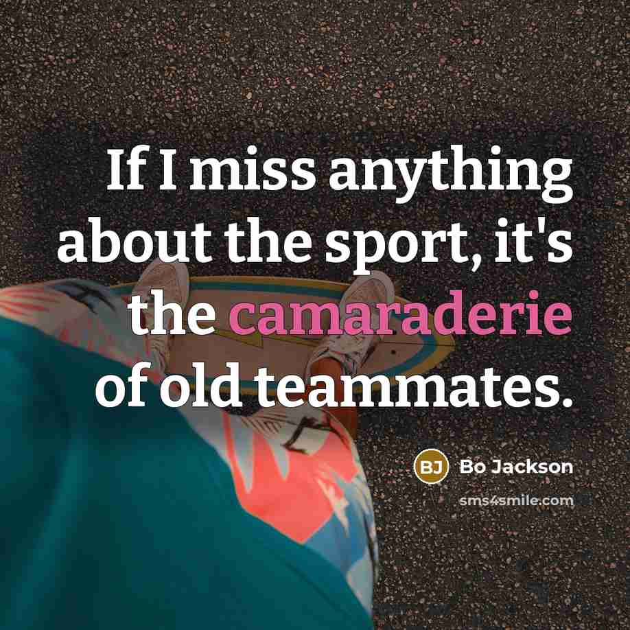 “If I miss anything about the sport, it's the camaraderie…” quote by Bo Jackson