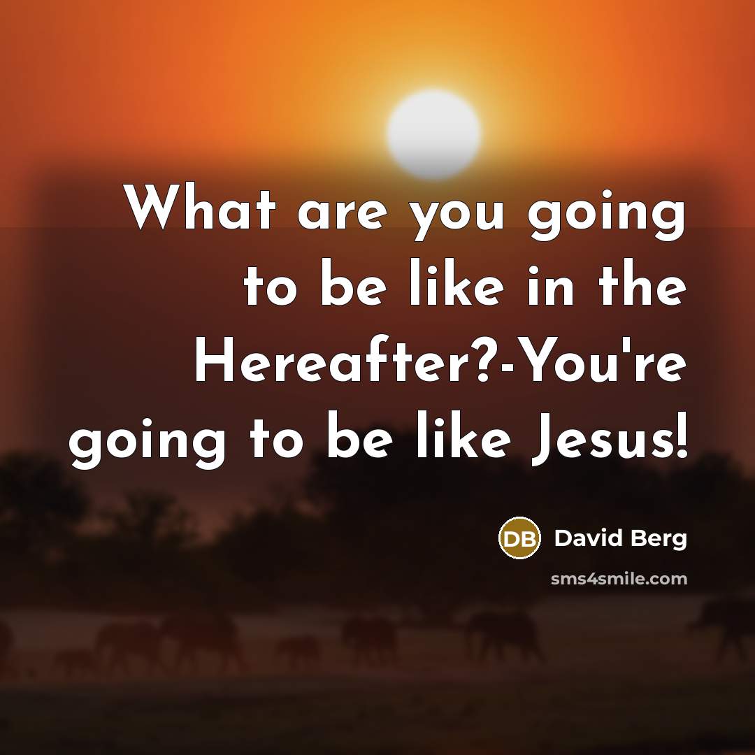 “What are you going to be like in the Hereafter?-You're going to be like Jesus!” quote by David Berg