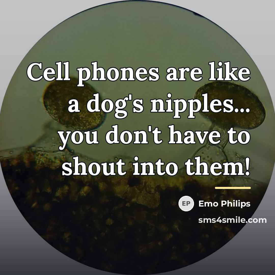 “Cell phones are like a dog's nipples... you don't have…” quote by Emo Philips