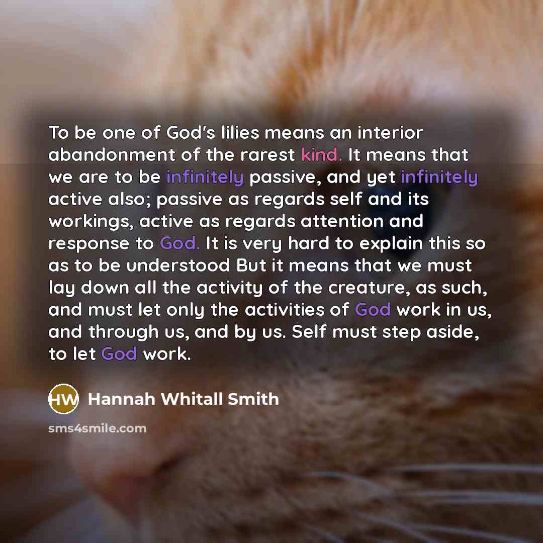 “To be one of God's lilies means an interior abandonment…” quote by Hannah Whitall Smith