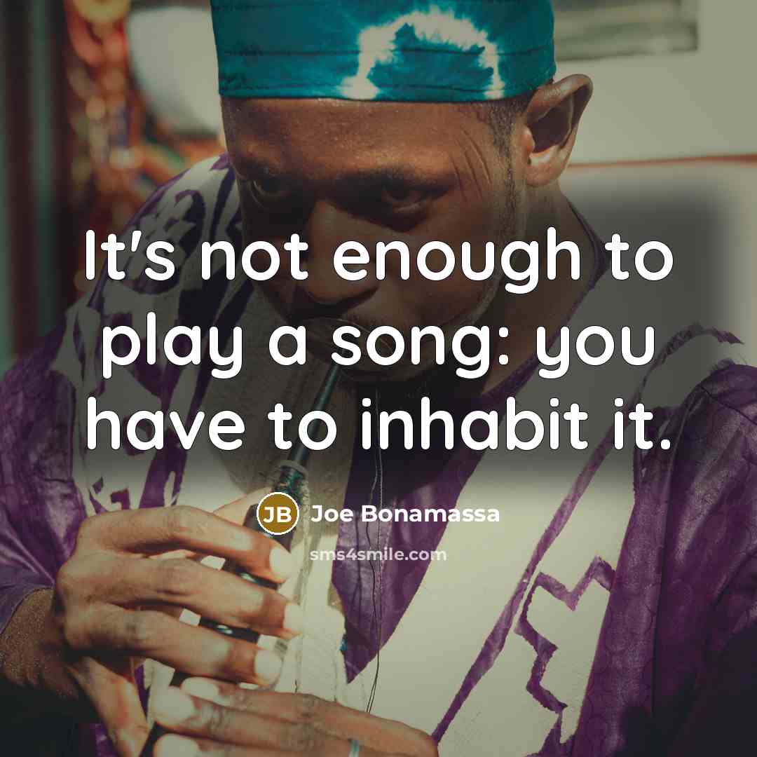 “It's not enough to play a song: you have to…” quote by Joe Bonamassa