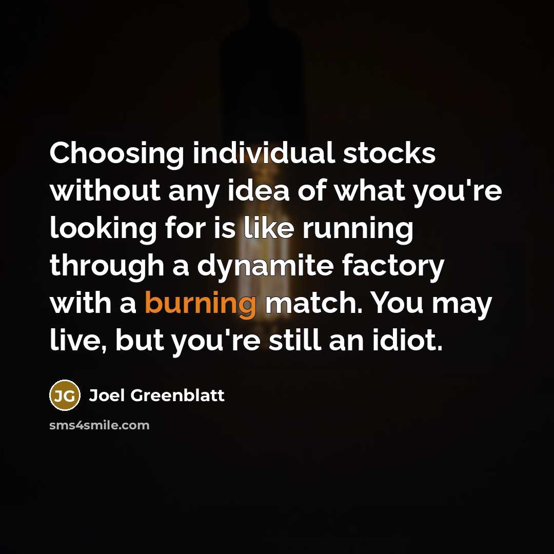 “Choosing individual stocks without any idea of what you're looking…” quote by Joel Greenblatt