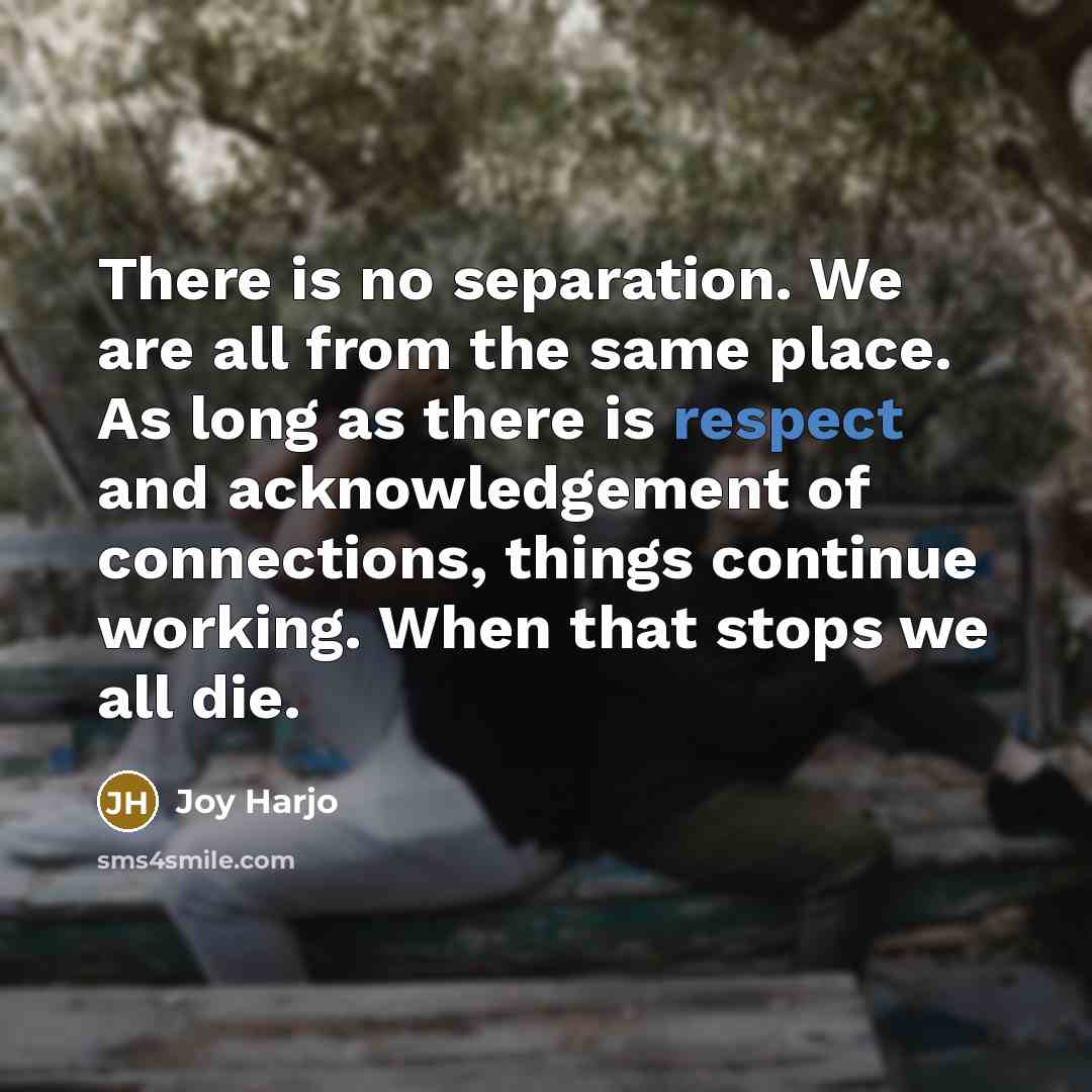 “There is no separation. We are all from the same…” quote by Joy Harjo