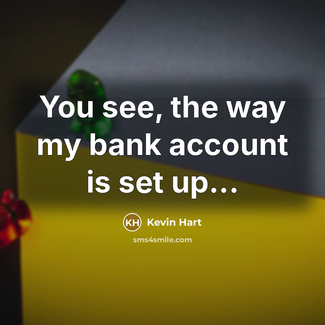 “You see, the way my bank account is set up...…” quote by Kevin Hart