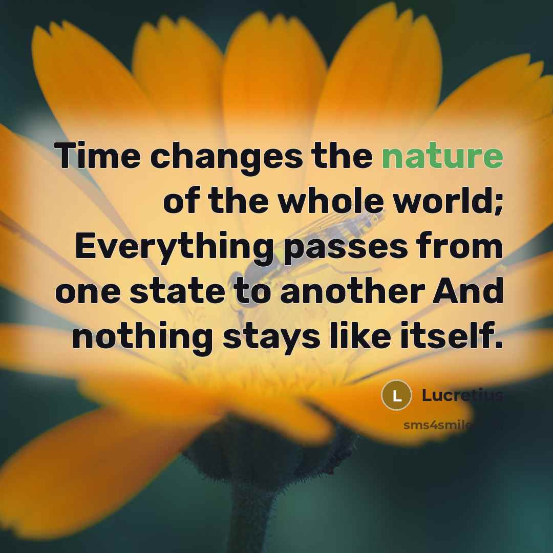 “Time changes the nature of the whole world; Everything passes…” quote by Lucretius