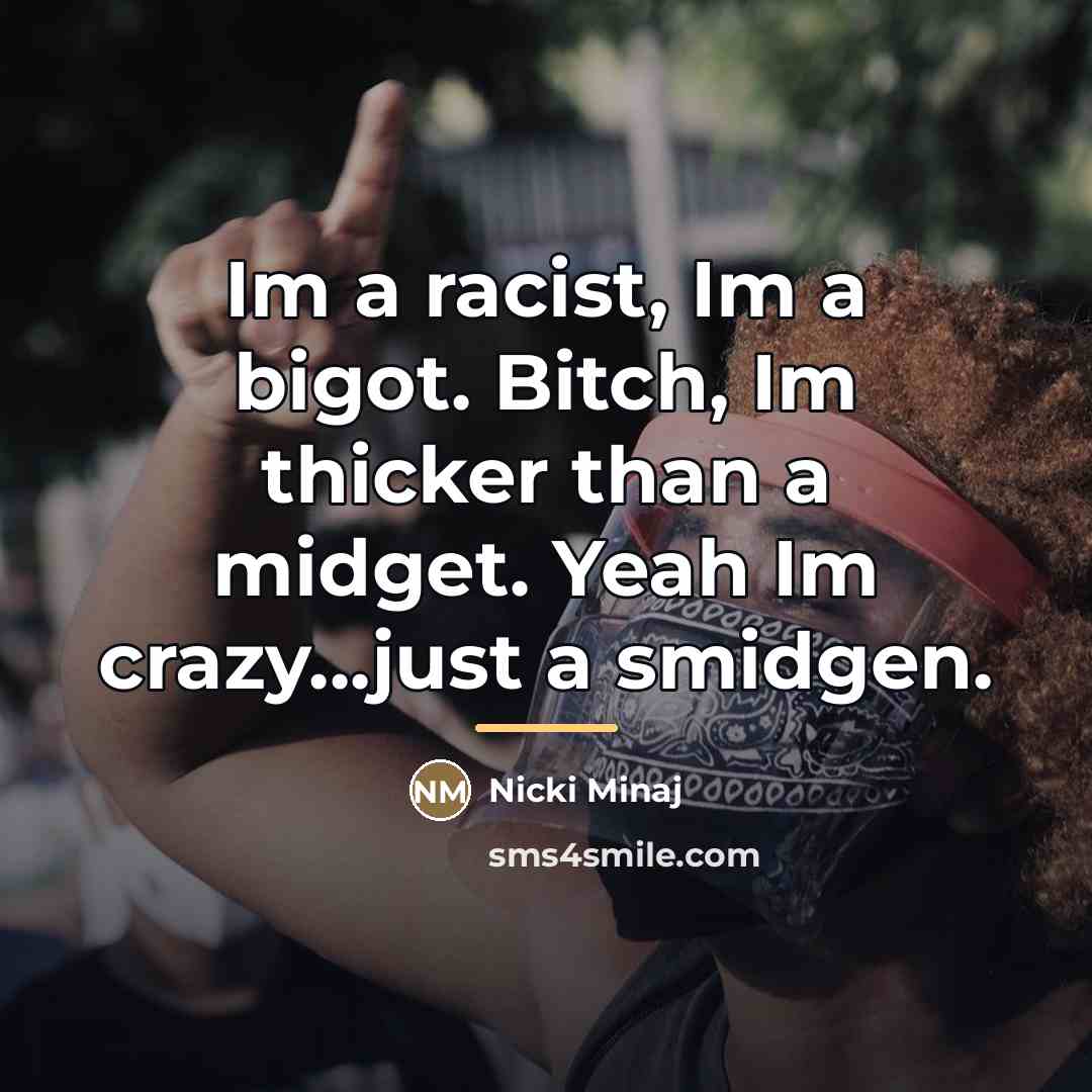 “Im a racist, Im a bigot. Bitch, Im thicker than…” quote by Nicki Minaj