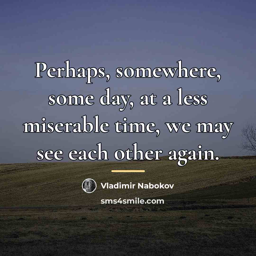 “Perhaps, somewhere, some day, at a less miserable time, we…” quote by Vladimir Nabokov
