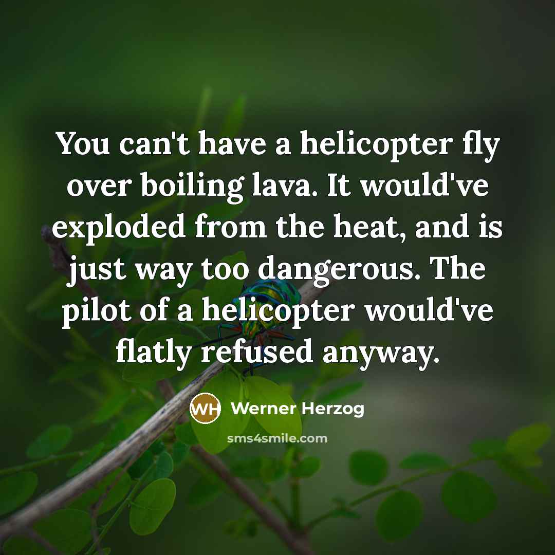 “You can't have a helicopter fly over boiling lava. It…” quote by Werner Herzog