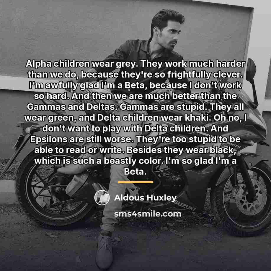 “Alpha children wear grey. They work much harder than we…” quote by Aldous Huxley
