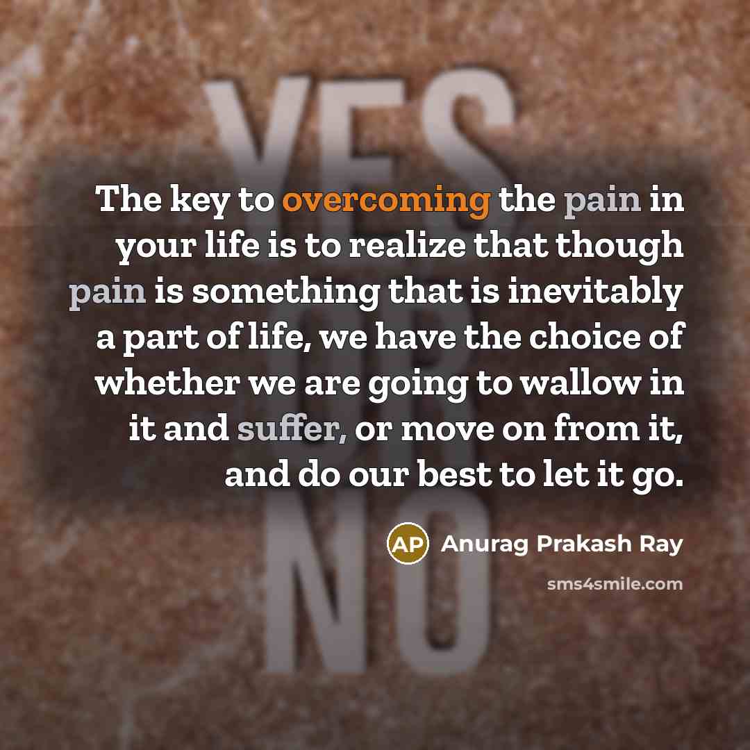 “The key to overcoming the pain in your life is…” quote by Anurag Prakash Ray