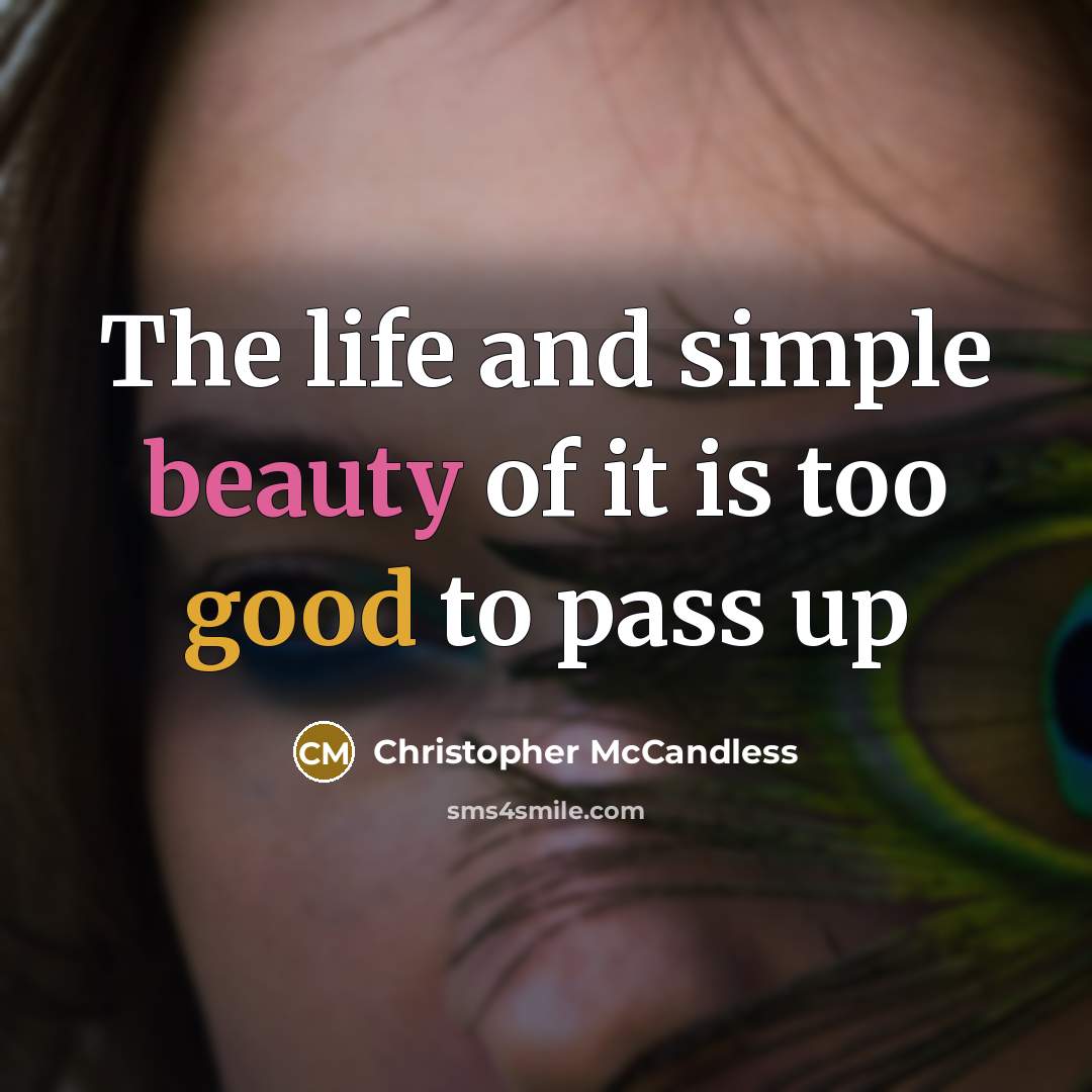 “The life and simple beauty of it is too good…” quote by Christopher McCandless