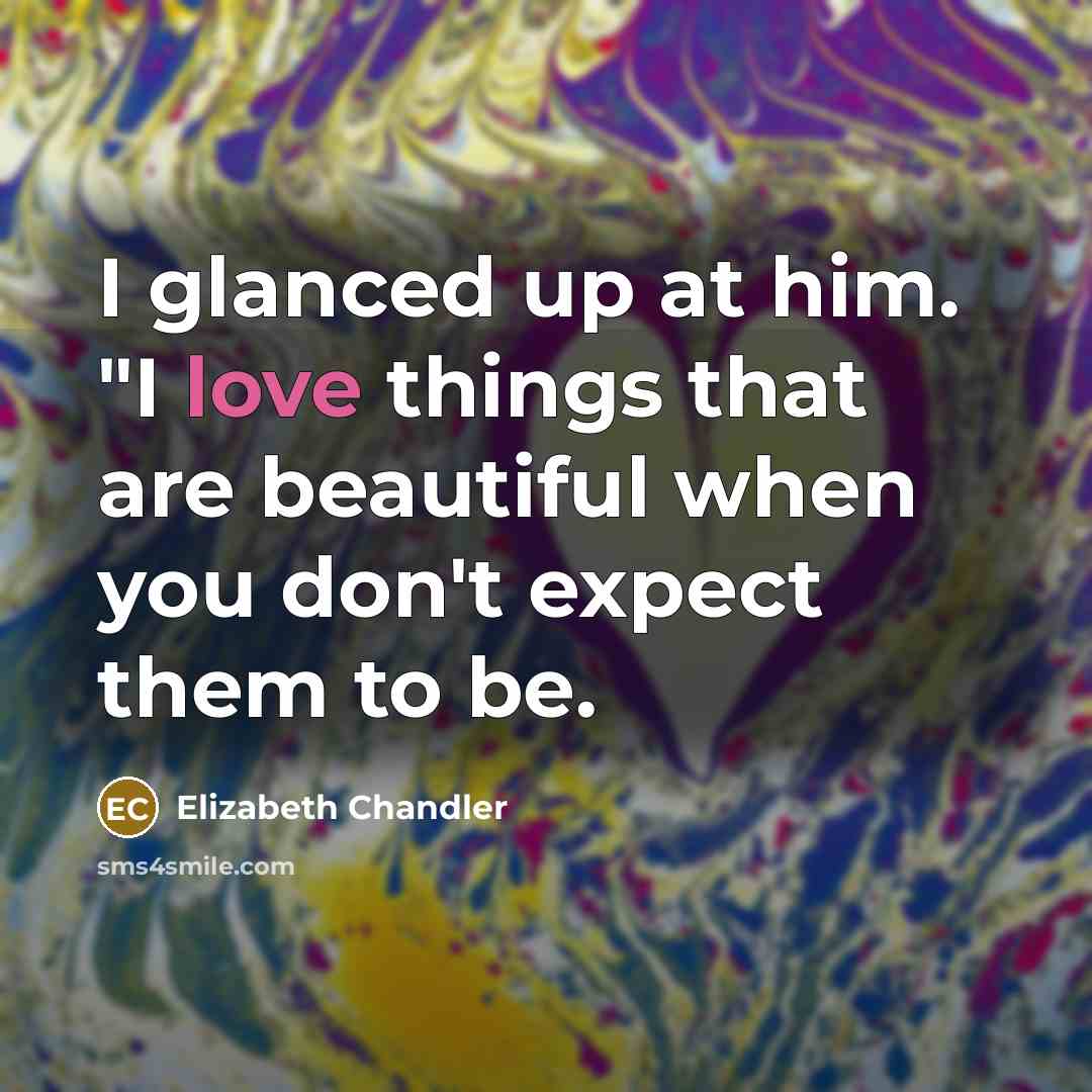 “I glanced up at him. "I love things that are…” quote by Elizabeth Chandler