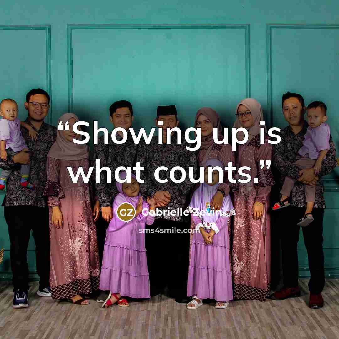 “Showing up is what counts.” quote by Gabrielle Zevin