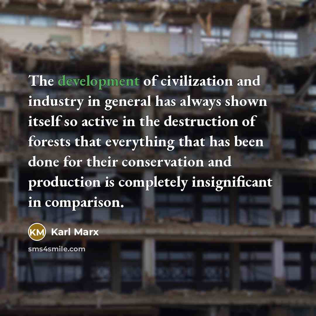 “The development of civilization and industry in general has always…” quote by Karl Marx
