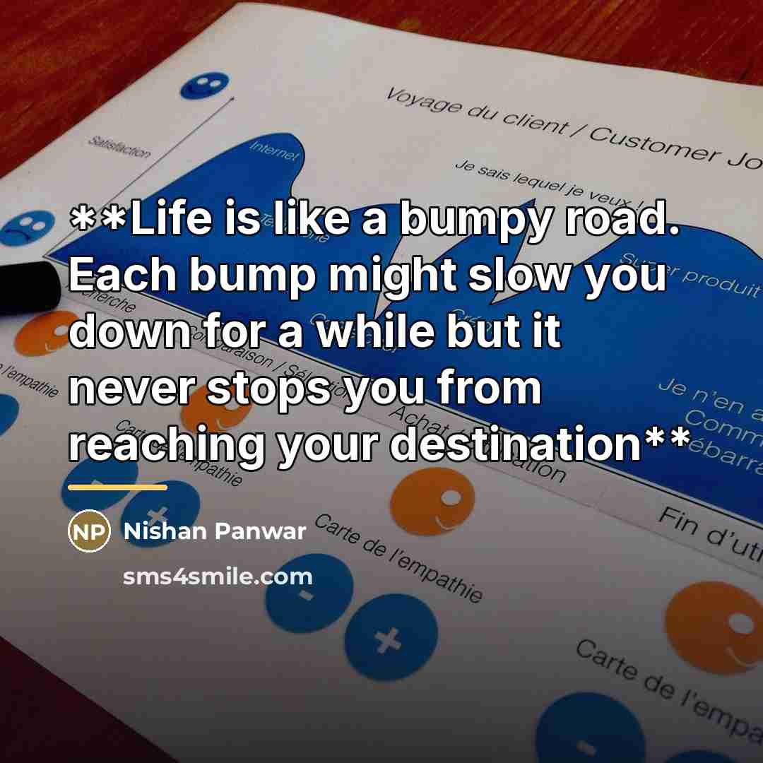 “**Life is like a bumpy road. Each bump might slow…” quote by Nishan Panwar