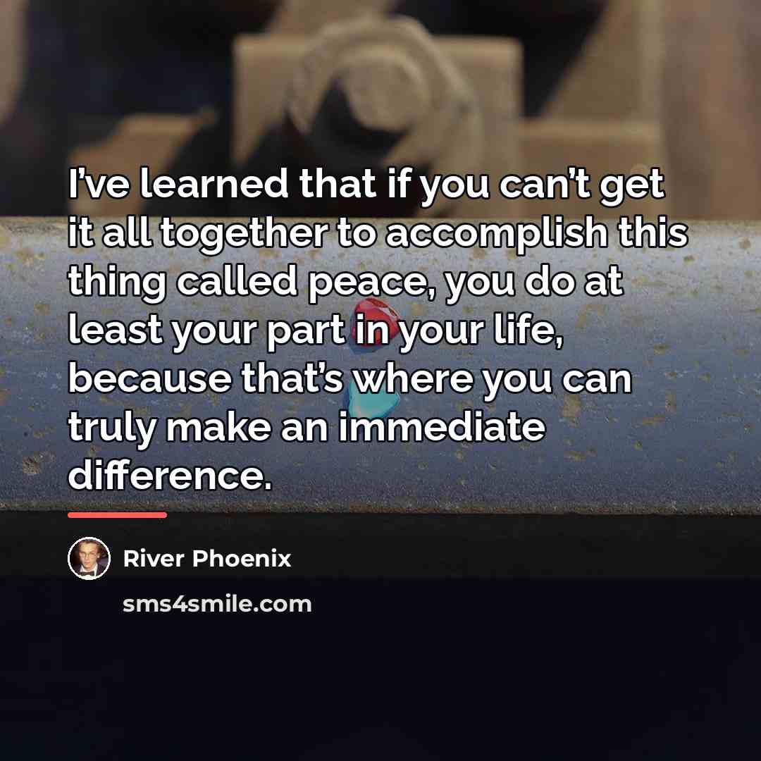“I’ve learned that if you can’t get it all together…” quote by River Phoenix