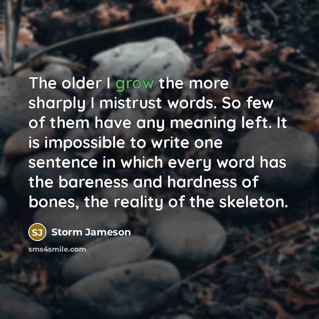 “The older I grow the more sharply I mistrust words.…” quote by Storm Jameson