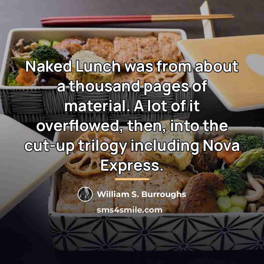 “Naked Lunch was from about a thousand pages of material.…” quote by William S. Burroughs