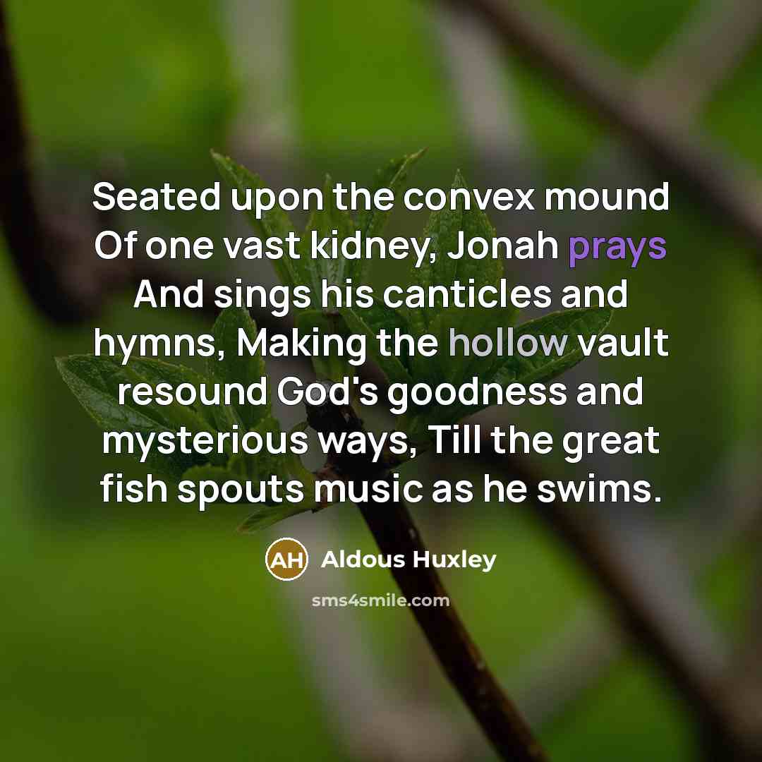 “Seated upon the convex mound Of one vast kidney, Jonah…” quote by Aldous Huxley
