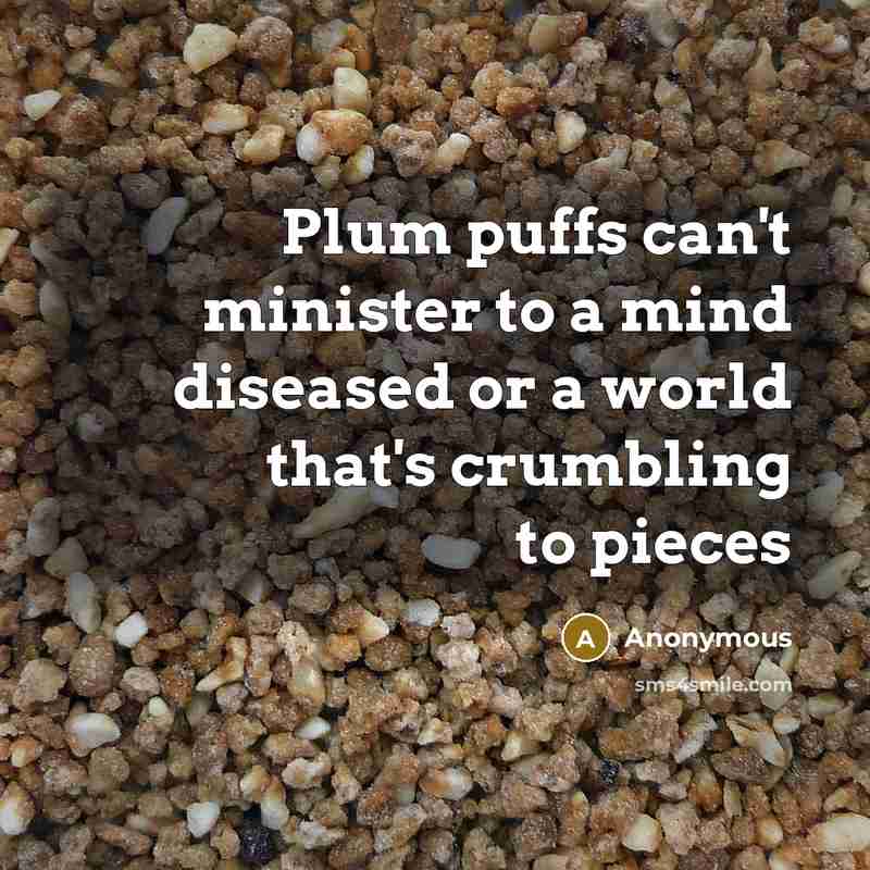 “Plum puffs can't minister to a mind diseased or a…” quote by Anonymous