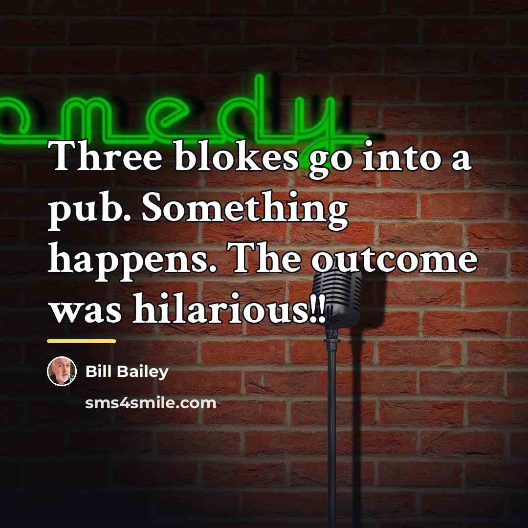 “Three blokes go into a pub. Something happens. The outcome…” quote by Bill Bailey