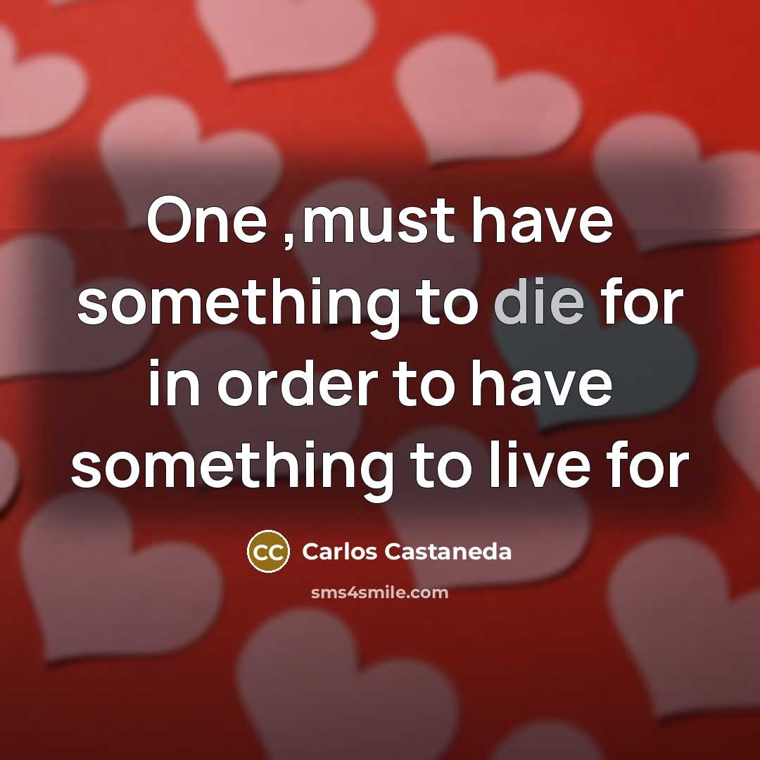 “One ,must have something to die for in order to…” quote by Carlos Castaneda