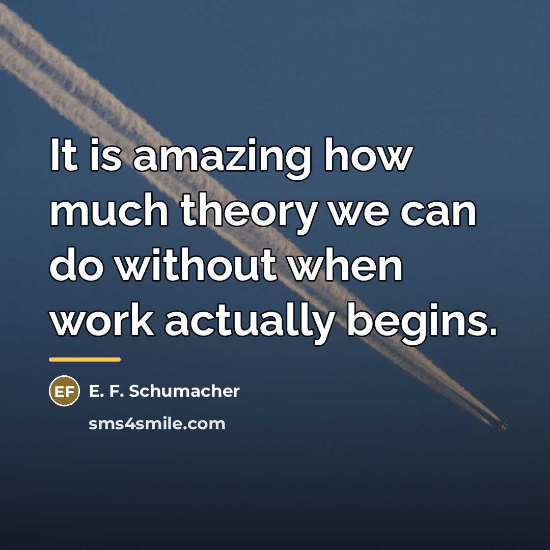 “It is amazing how much theory we can do without…” quote by E. F. Schumacher