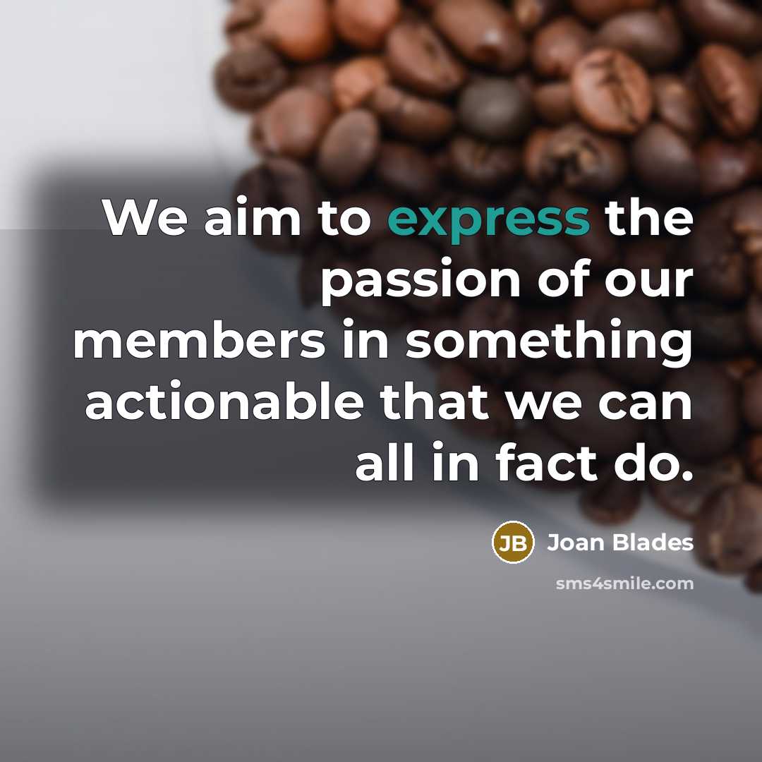 “We aim to express the passion of our members in…” quote by Joan Blades
