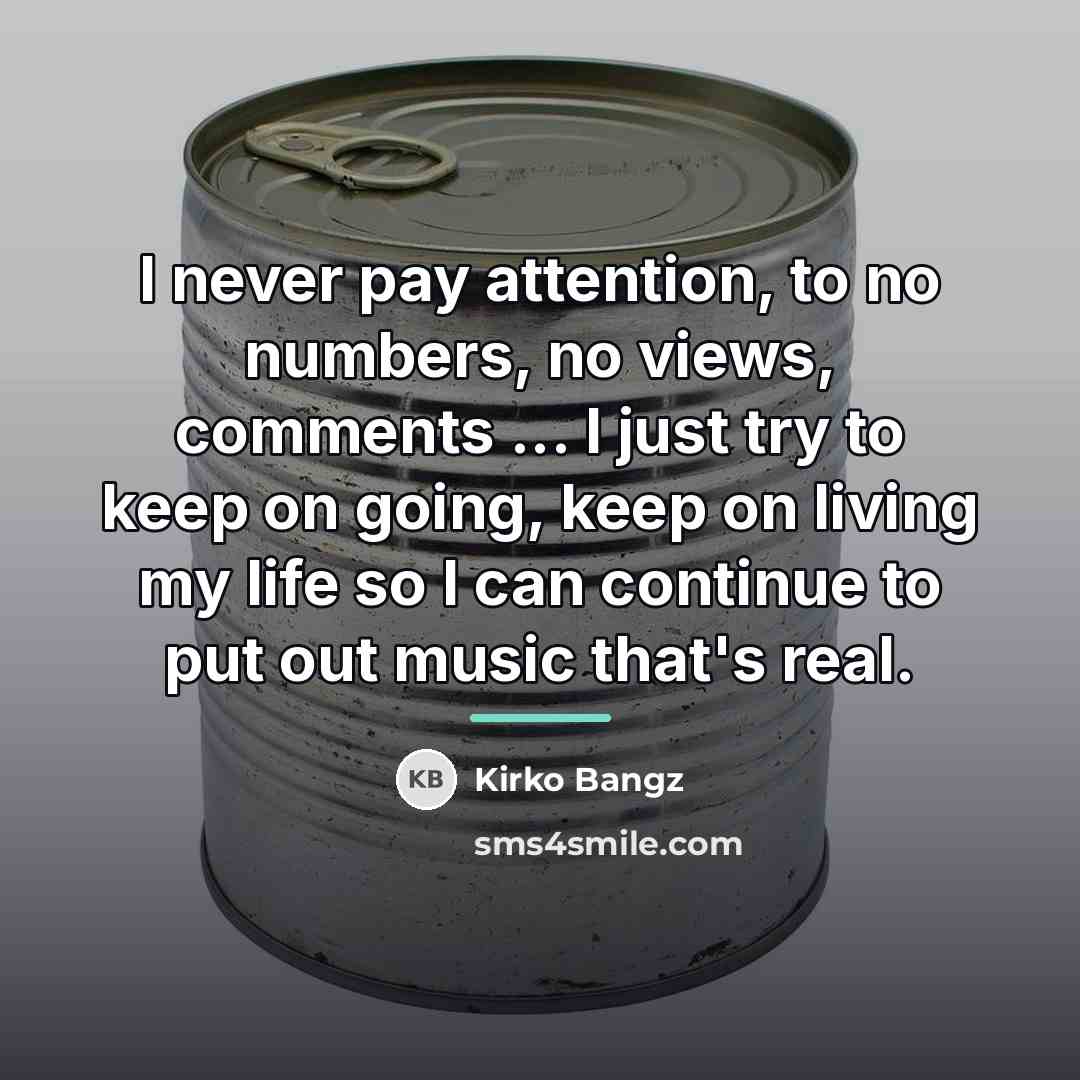 “I never pay attention, to no numbers, no views, comments…” quote by Kirko Bangz