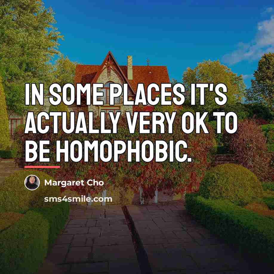 “In some places it's actually very OK to be homophobic.…” quote by Margaret Cho