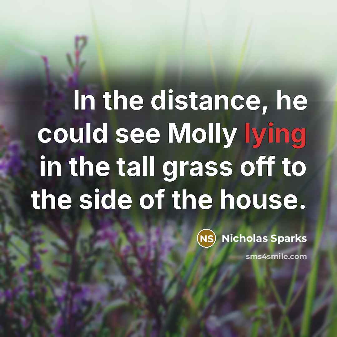 “In the distance, he could see Molly lying in the…” quote by Nicholas Sparks