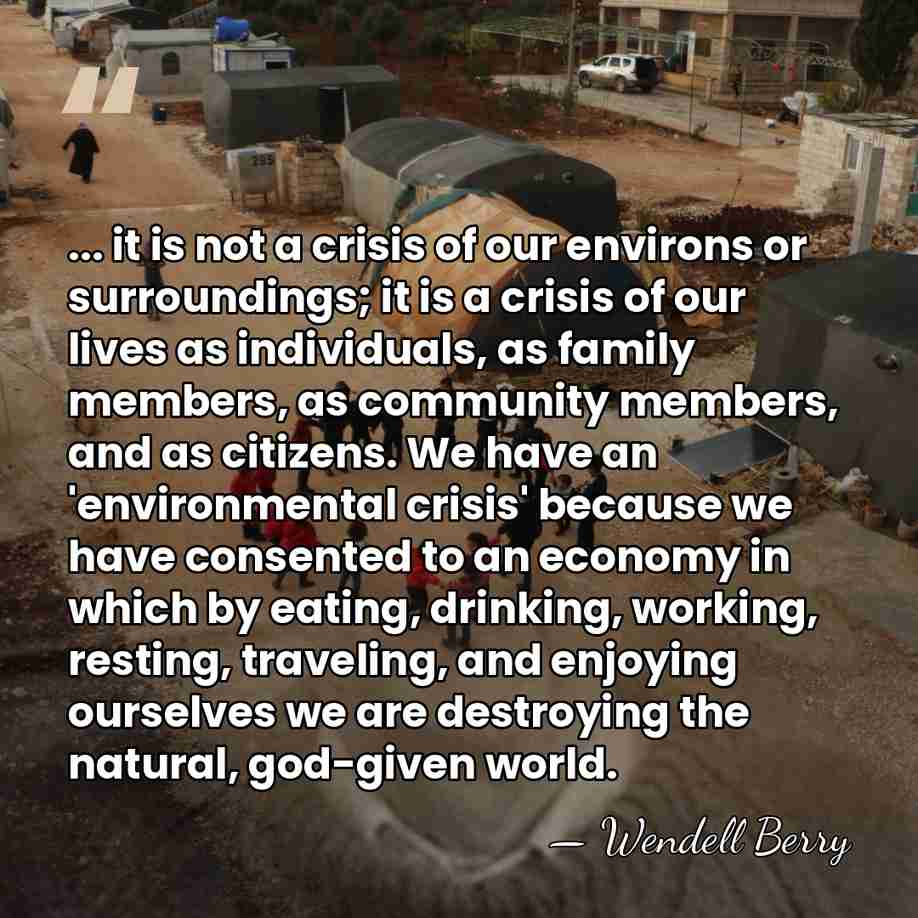 ... it is not a crisis of our environs or surroundings; it&hellip; - Wendell Berry