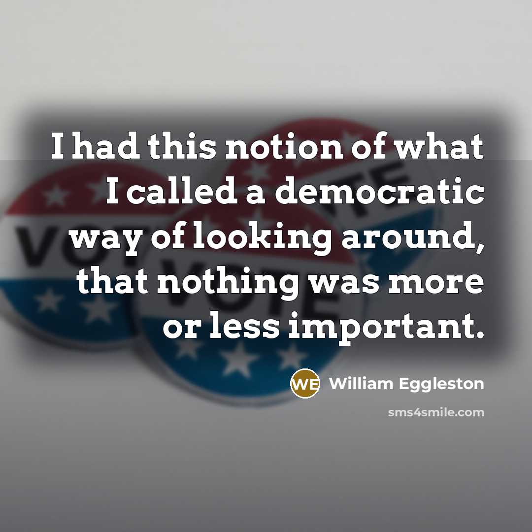 “I had this notion of what I called a democratic…” quote by William Eggleston