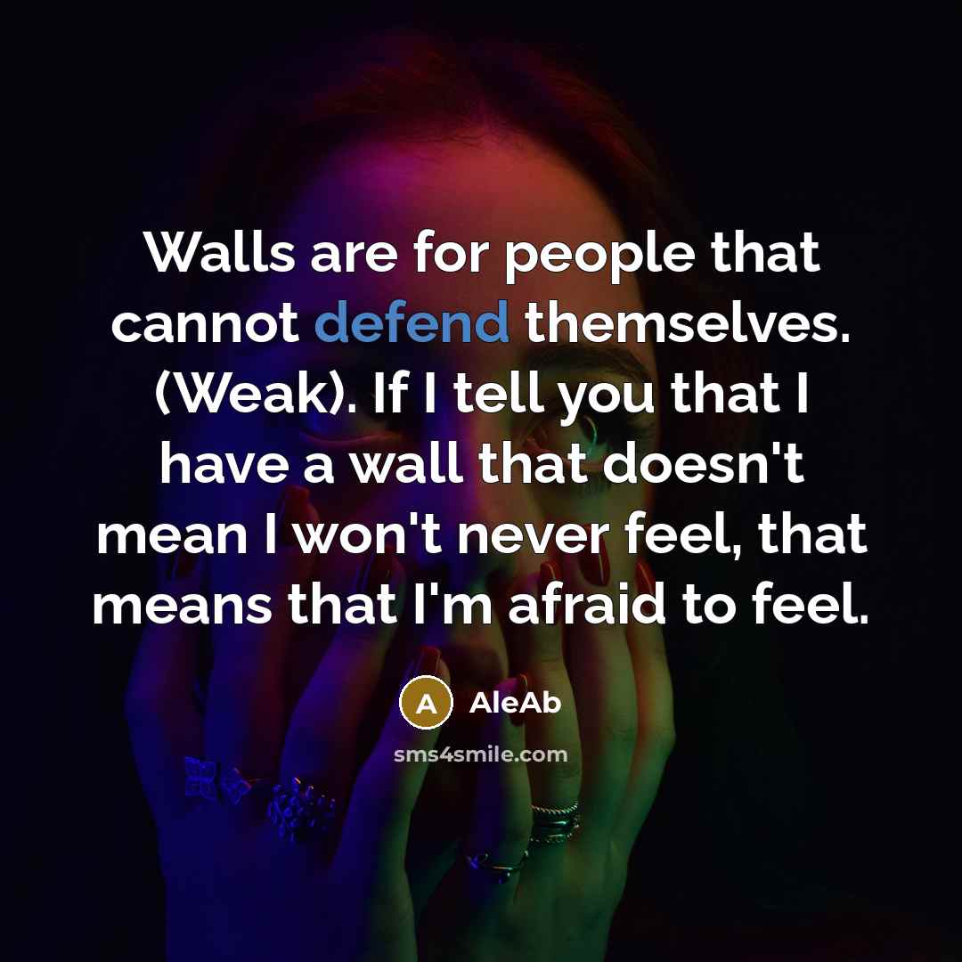 “Walls are for people that cannot defend themselves. (Weak). If…” quote by AleAb