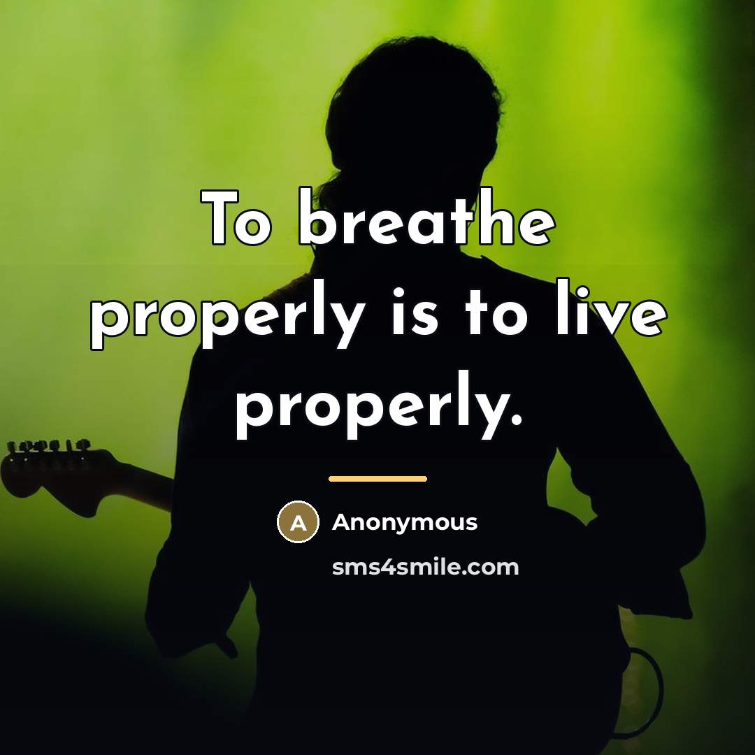 “To breathe properly is to live properly.…” quote by Anonymous