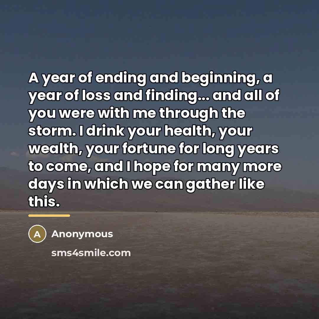 “A year of ending and beginning, a year of loss…” quote by Anonymous