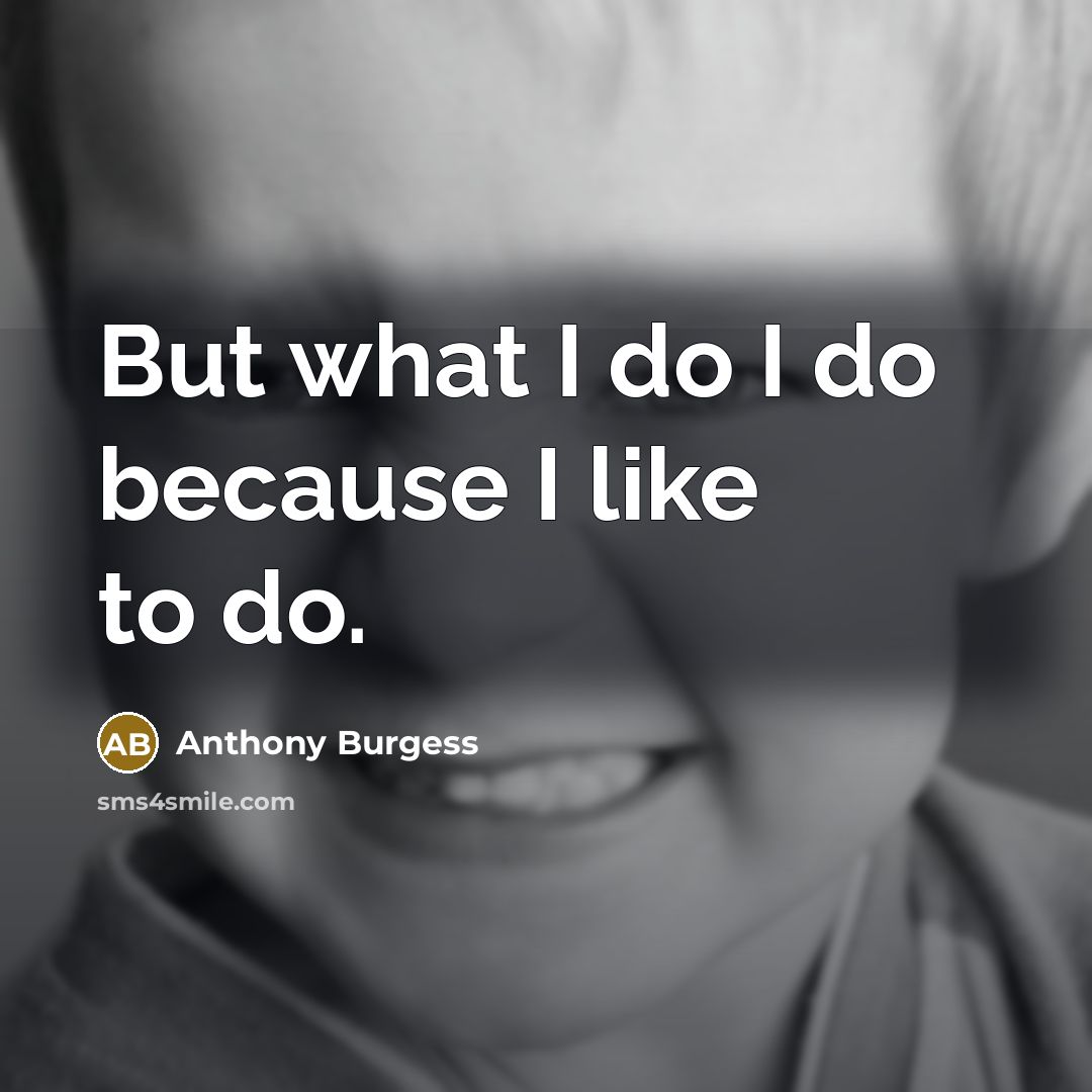 “But what I do I do because I like to…” quote by Anthony Burgess